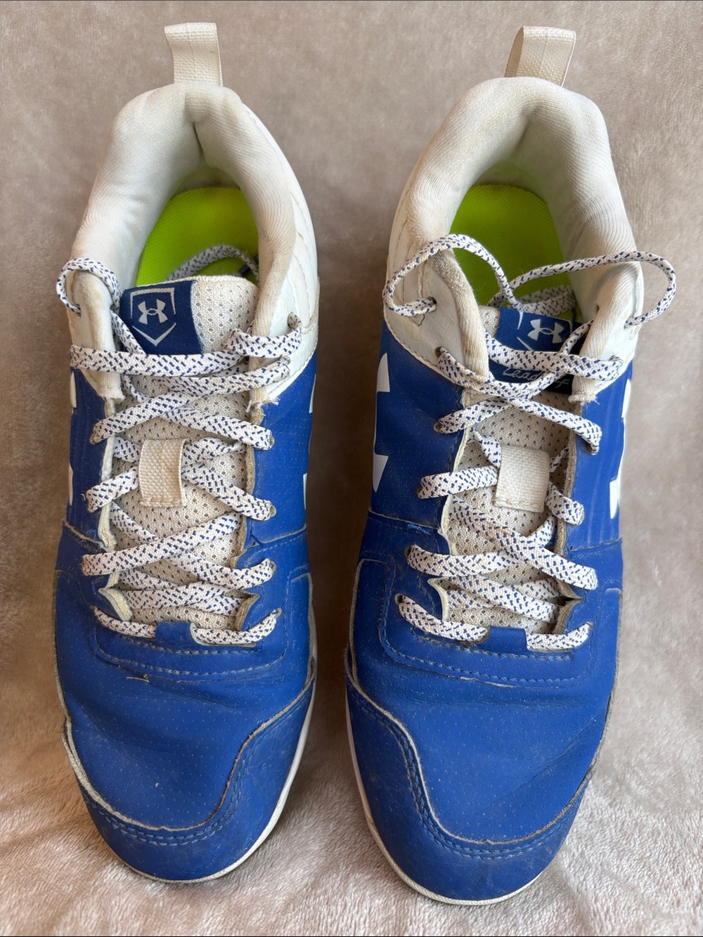 Under Armour Royal Blue & White baseball cleats